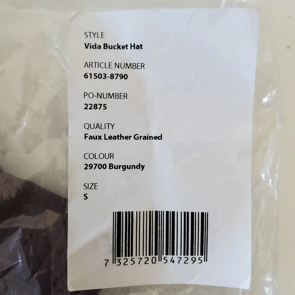Stand Studio Vida Faux Leather Bucket Hat Burgundy Size Small NEW Streetwear